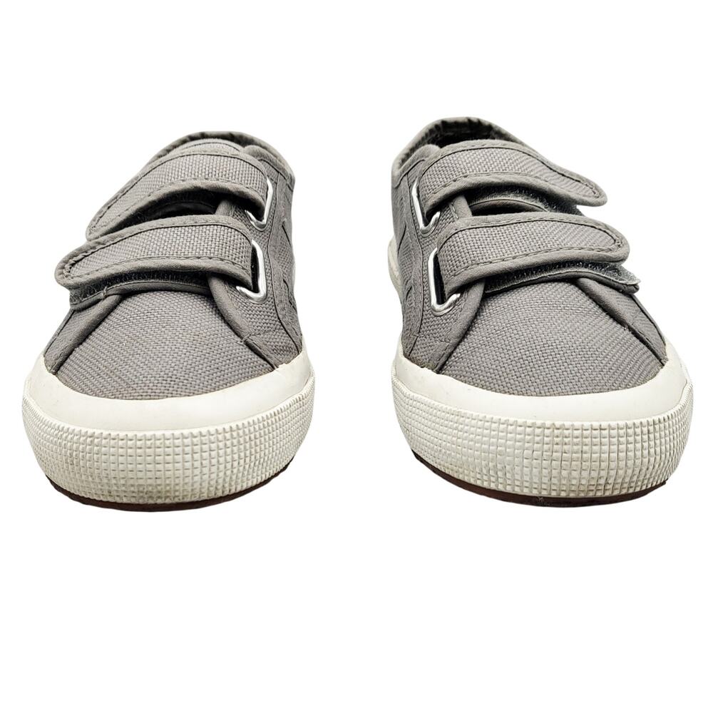 Superga 2750 Gray & White Hook and Loop Double Strap Sneakers Women's Size 6